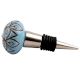 Turquoise Etched Ceramic Floral Wine Stopper (Pack Of One Piece)